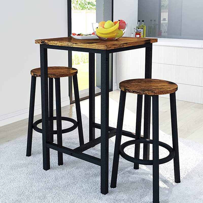 Corner Living Room Small Space Dining Room 3-Piece Bar Tableware Set, Modern Bar Table and Stools Can Be Customized