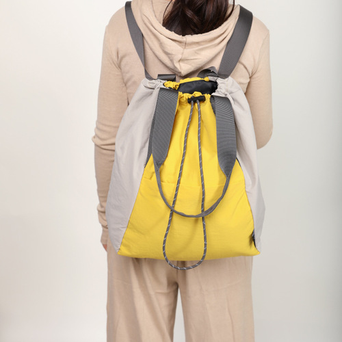 跨境包包2024新款尼龙布双肩包女撞色瑜伽运动包大容量手提包bags