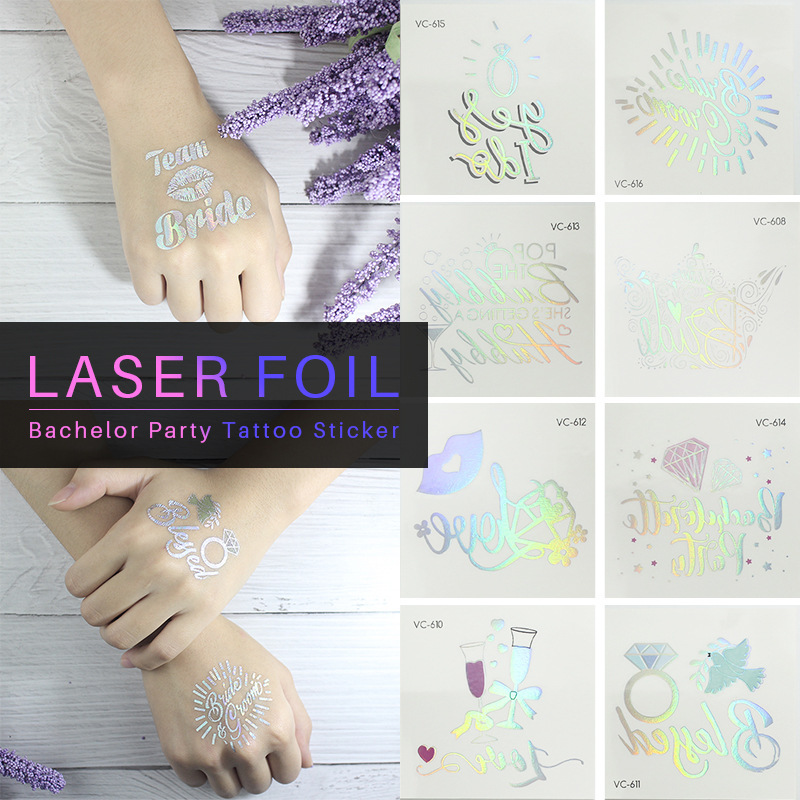 New tattoo laser metal bachelor party personality party festival temporary waterproof durable cross-border supply