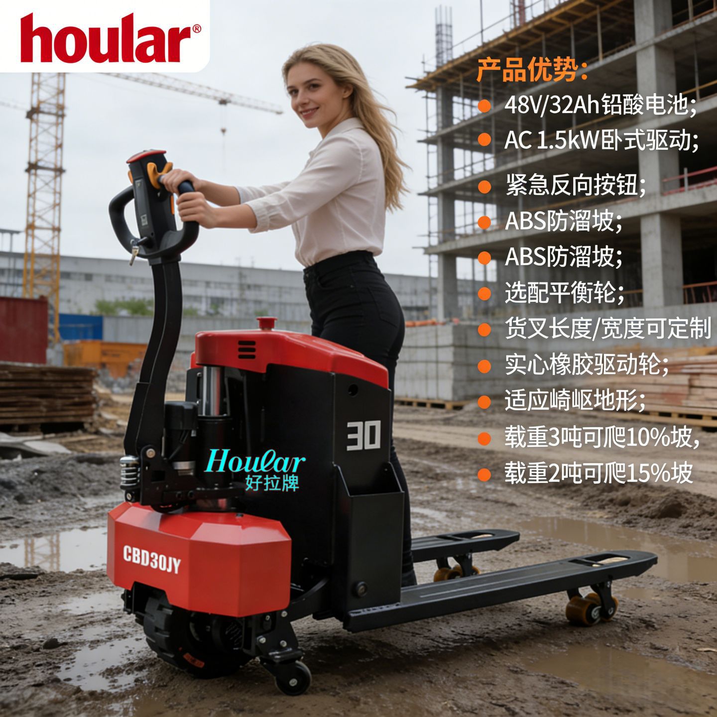 中力好拉小金刚EPT20-15ET2全自动叉车电动搬运车1.5吨拖板车地牛