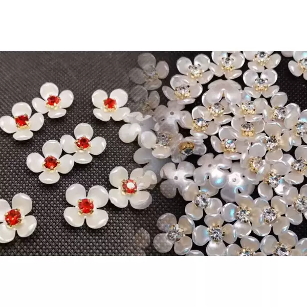 14mm four small flower golden single claw diy handmade material popular hairpin accessories five small flower with gold diamond