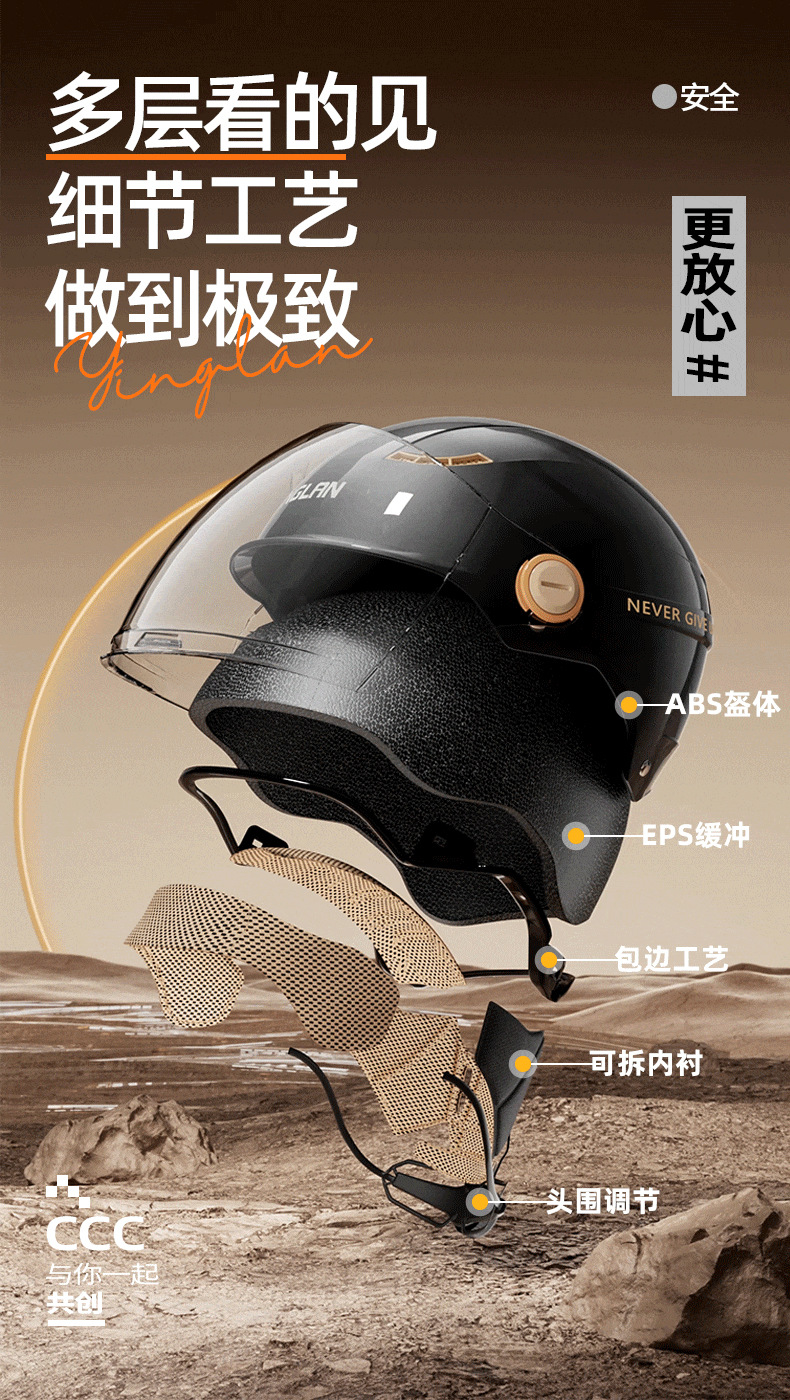 Helmet for Men and Women, Motorcycle, Electric Vehicle, New National Standard 3C Certification, All-Season Universal Battery Vehicle Safety Helmet, Half Helmet