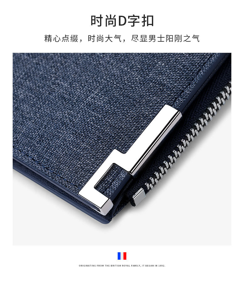 Ví nam gập mini Emperor Paul vải canvas siêu mỏng đựng thẻ và tiền xu chi tiết 6