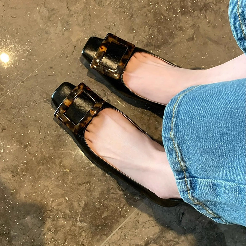 В наличии, немедленная отправка~ Классические ретро-туфли с квадратной пряжкой и квадратным носком, на массивном каблуке, для женщин, весенние туфли во французском стиле, на низком каблуке, средний каблук, рабочие туфли.