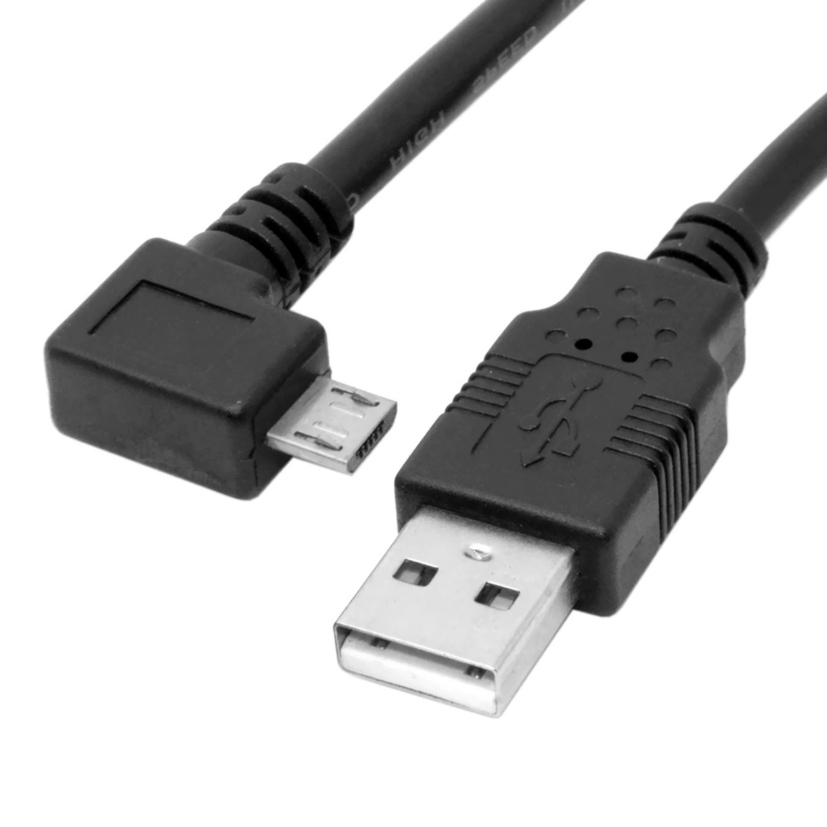 Кабель питания для телефона 2A USB 2.0 male к Micro USB, левый изгиб под углом 90°, кабель зарядки/передачи данных для наушников и планшета, 1.5м