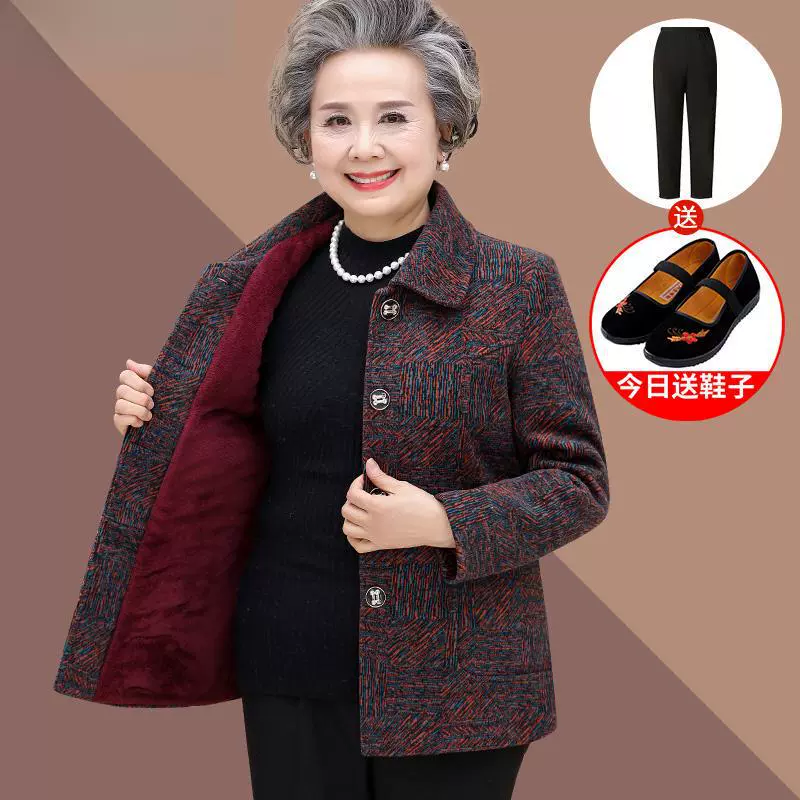 Верхняя одежда бабушки, весна и осень, 60 лет, 70 лет, женщина 80 лет, зимняя одежда среднего и пожилого возраста, женская бархатная верхняя одежда из утолщенного хлопка, верхняя одежда для мамы.