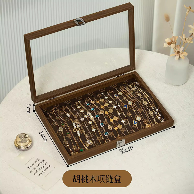 ネックレス収納ボックスハイエンドの絶妙なジュエリーネックレスリングイヤリングイヤリングディスプレイ大容量木製単層トレイ|undefined