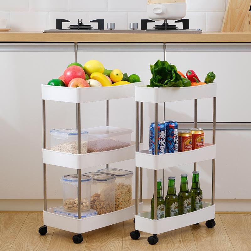 Carrito organizador multifuncional con ruedas — estante de cocina o baño para frutas, verduras y objetos domésticos