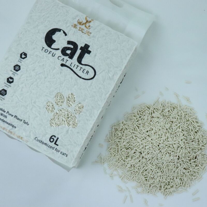 Deodorizing dust-free flushable toilet cat litter with milk fragrance 6L cat box litter for catteries using fast clumping non-stick tofu cat litter wholesale