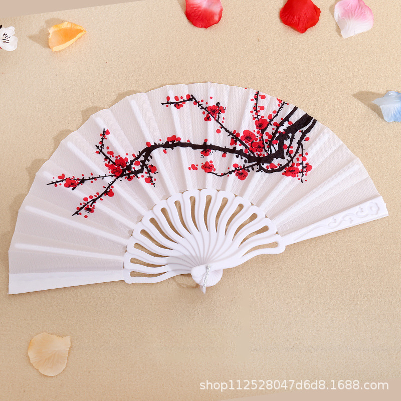 Abanico Plegable de Plástico Estilo Chino para Mujer, Abanico Plegable para Disfraces de Verano, Abanico Plegable para Danza y Espectáculos al por Mayor