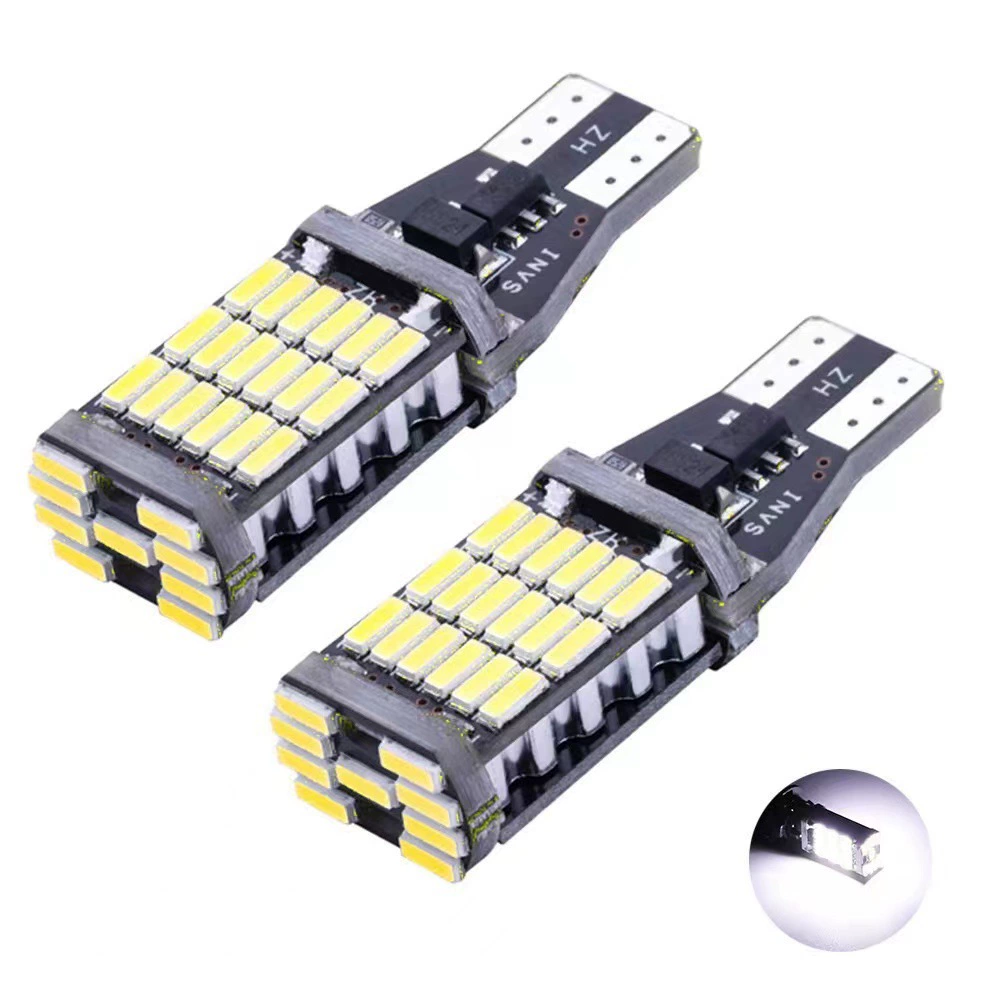 Автомобильный светодиодный фонарь заднего хода T15 4014 45SMD, декодирование, высокая яркость, задний фонарь, указатель поворота, маленький фонарь для мотоцикла