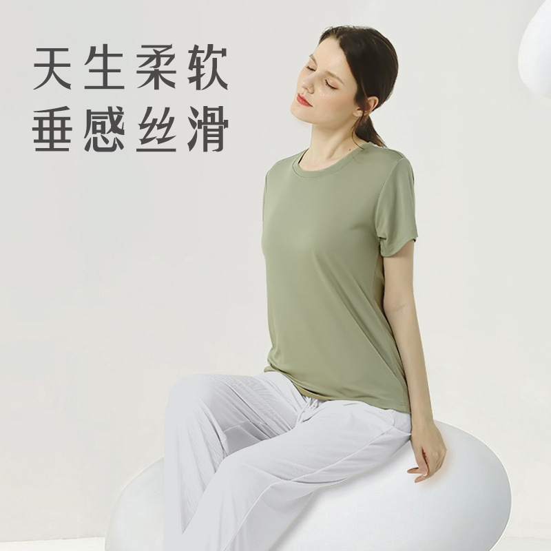 60 double-sided modal thin casual comfortable spring and summer short sleeve base casual women's clothing can go out home clothes