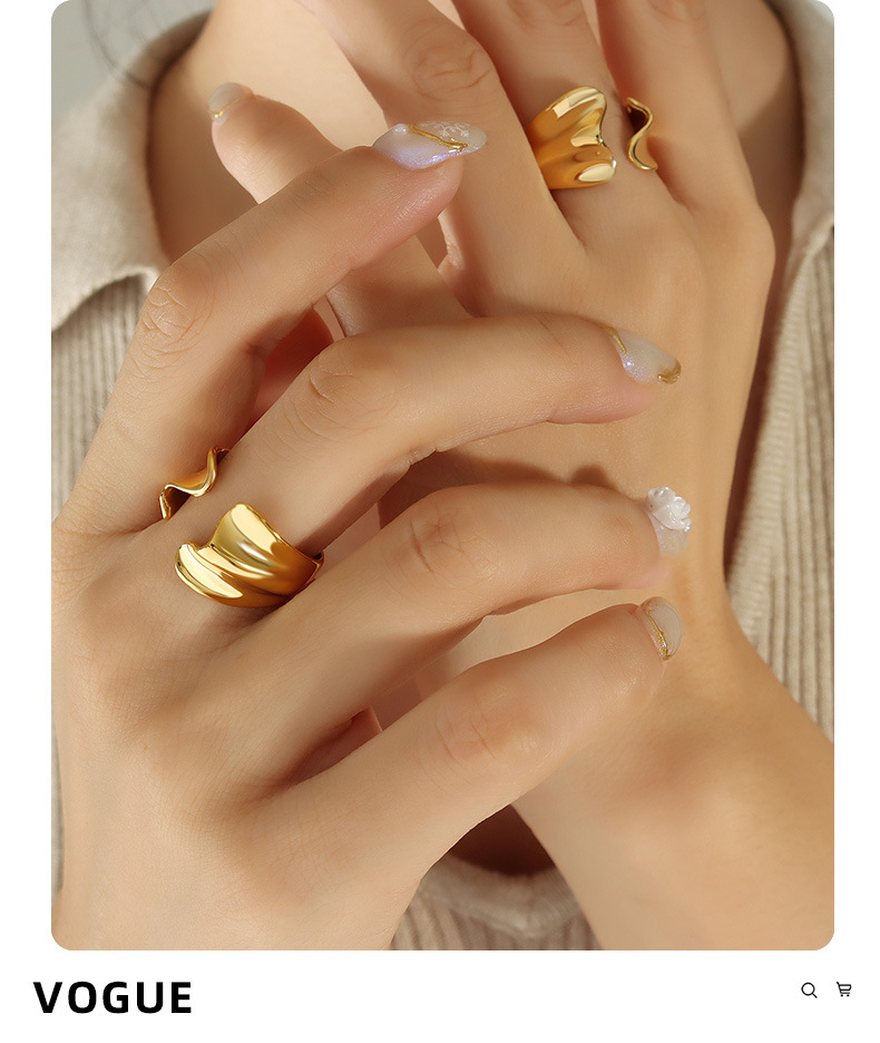 Fashion Irregular Titanium Steel Plating Rings 1 Piece