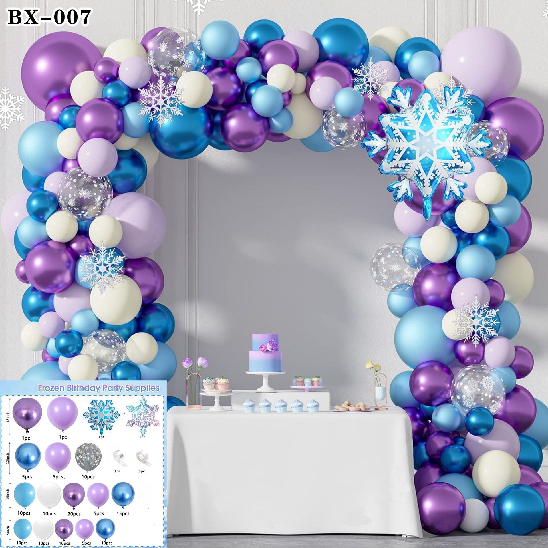 Frozen azul tema cumpleaños decoración globo traje princesa niña niños años de edad decoración escena diseño