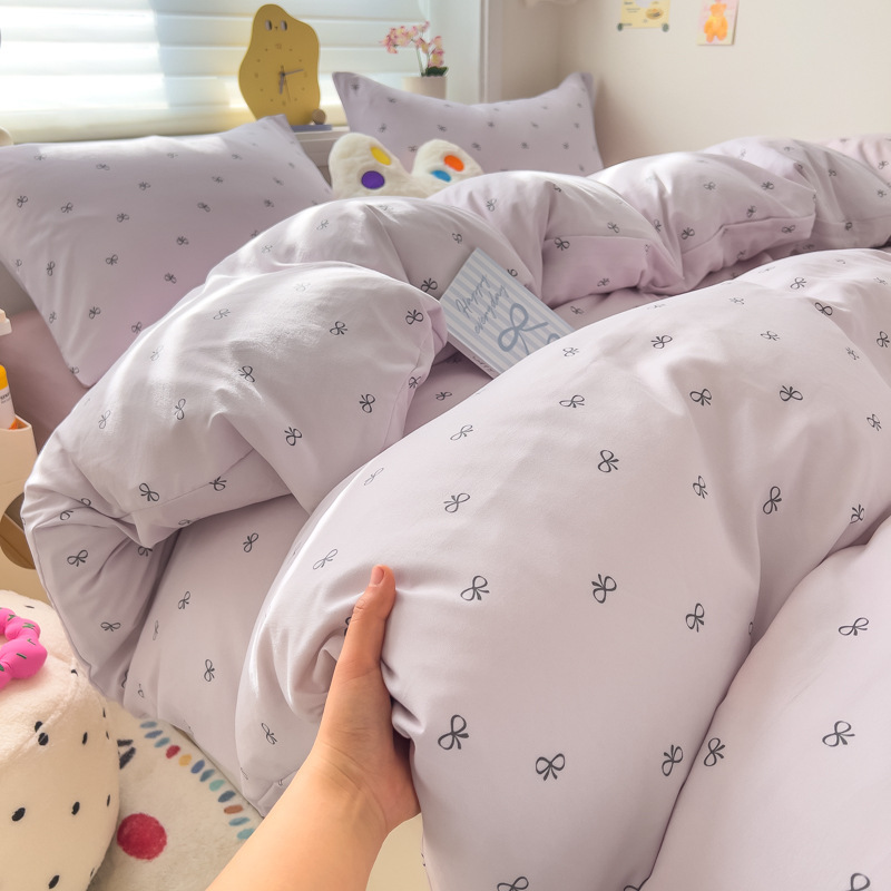 カテゴリーA 母子グレードベッド4点セット 花柄キルトカバーシーツ 学生寮3点セット 純綿キルトシーツ|undefined