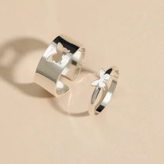 XP17 蝴蝶套裝戒指速賣通亞馬遜跨境情侶戒指男女對戒組合ins關節