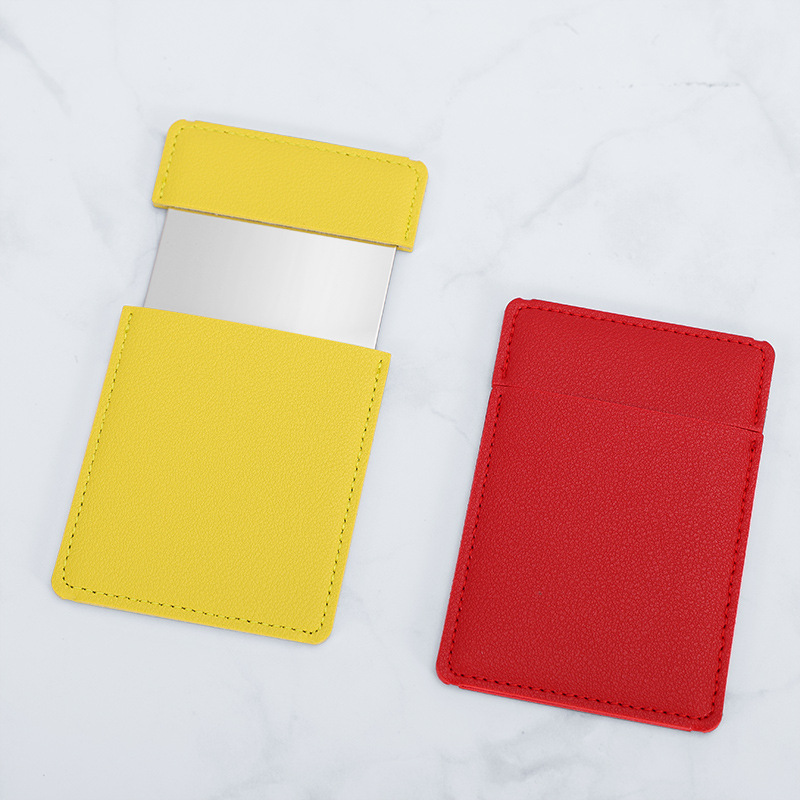 Espejo cosmético de mano de color sólido espejo cosmético de acero inoxidable espejo portátil resistente a los golpes logotipo imprimible