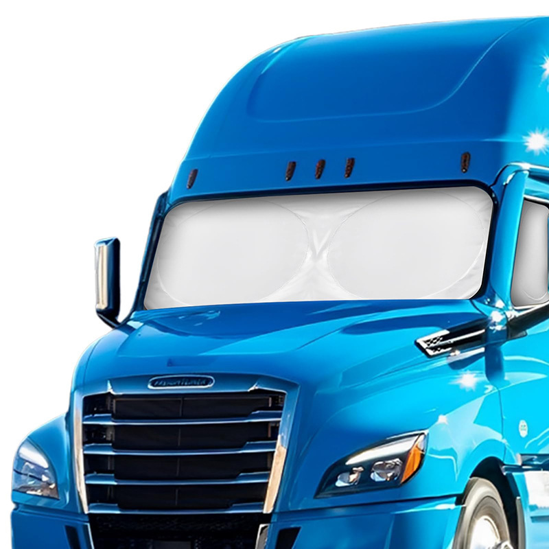 Truck Front Sunshade with Four Circles, Extended Full Window Coverage, Thickened 240t Silver-Coated Cloth Sunshade and Heat Insulation Sunshade
