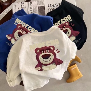 Children's cotton long-sleeved round neck T-shirt men's and women's clothing Spring and Autumn New Baby cartoon printed bottoming shirt fashion