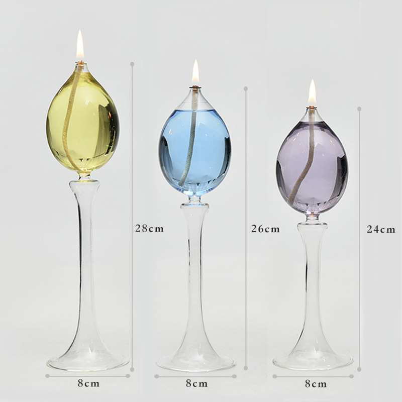 Creativo vidrio transparente vidrio candelabro lámpara de aceite decoración del hogar creativo europeo romántico vela cena lámpara de aceite de vidrio