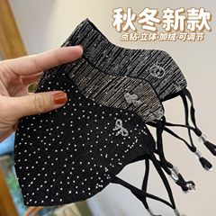 2025秋冬新款镶钻加厚保暖防风口罩女高颜值3D立体时尚防尘口罩