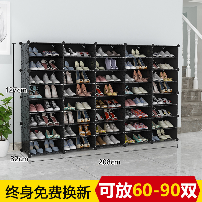 Estante de zapatos multicapa de gran capacidad gabinete de zapatos ensamblado en el hogar almacena estante a prueba de polvo en la puerta del dormitorio grande puede almacenar nórdico