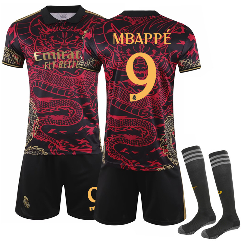 2526 New Real Madrid Dragon Red and Black suit No.9 Mbapelo Jersey Football Sportswear Special Commemorative Edition