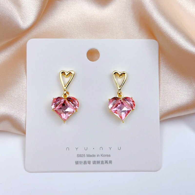 1 Pair Sweet Heart Shape Flower Butterfly Enamel Inlay Imitation Pearl Alloy Rhinestones Earrings display picture 3