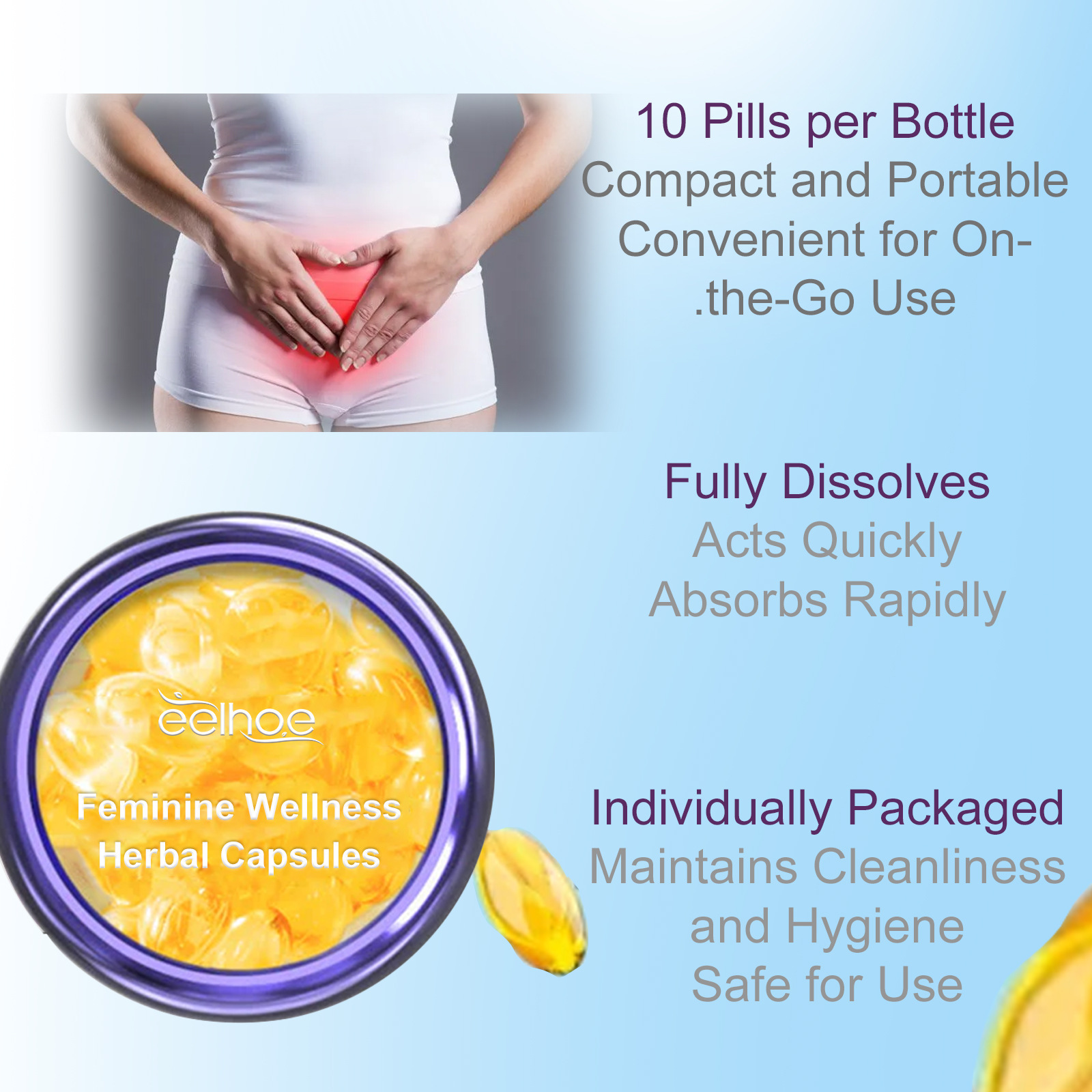 EELHOE Women's Care Kräuterkapseln lindern Juckreiz, reinigen den Geruch, sind mild und nicht reizend_voghion.com