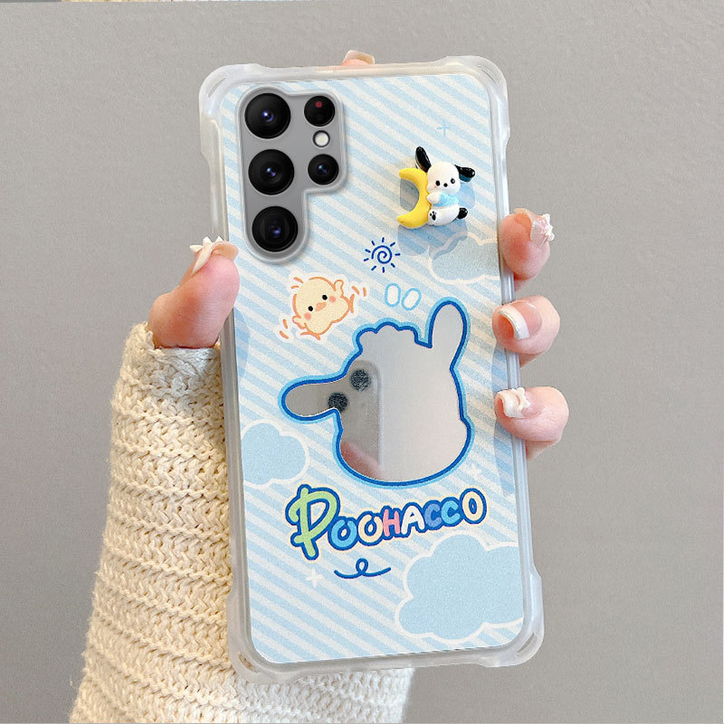 适用三星A55卡通时尚SamsungS25Ultra四角防摔镜面帕恰狗手机壳24