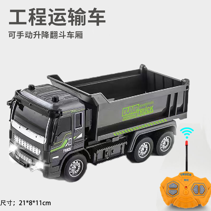 Excavadora de control remoto de 4 vías para niños camión volquete de transporte de ingeniería de juguete Protección contra incendios de 7 vías con un solo clic escalera de rociado de agua rescate