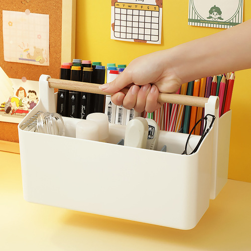 Desktop sundries transparent stationery storage box plastic portable pen holder storage box book file marker pen pencil box