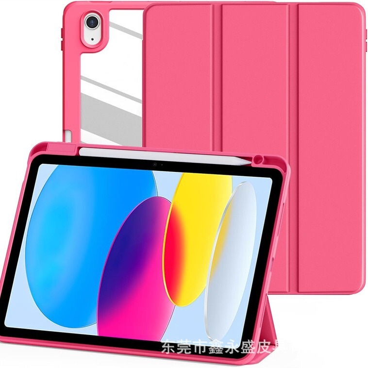 Acrylic Trifold Pencil Slot Leather Case for iPad Pro12.9 New Air5 10.9 Protective Case