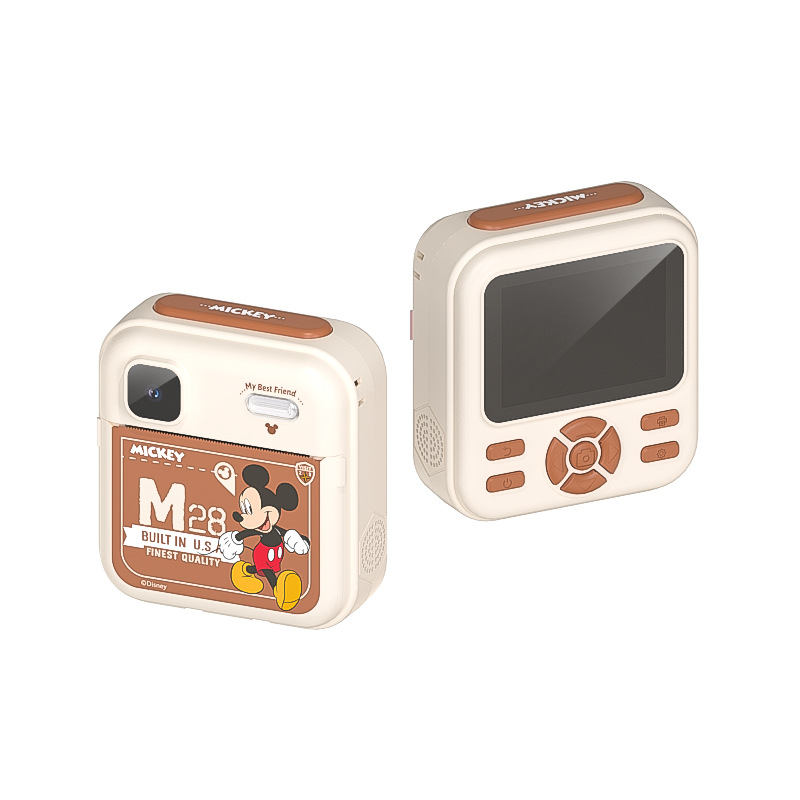 HD genuino Mickey Cartoon Pull-Ride, foto instantánea, lindo regalo de cámara digital portátil para niños