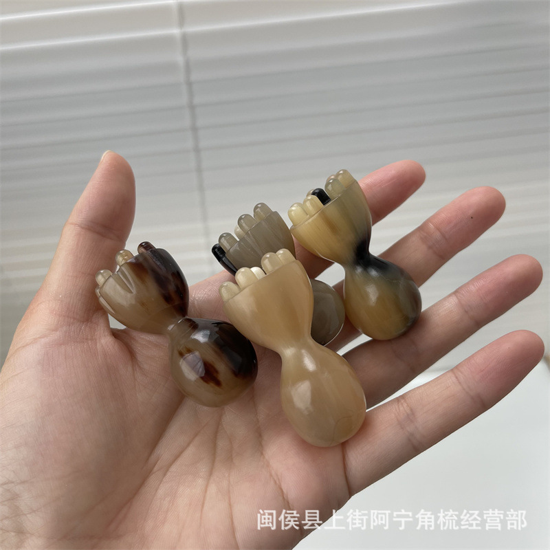 Horn Facial Massage Stick Lotus Pod Shape Hand Carved Guasha Tool for Face and Head key features