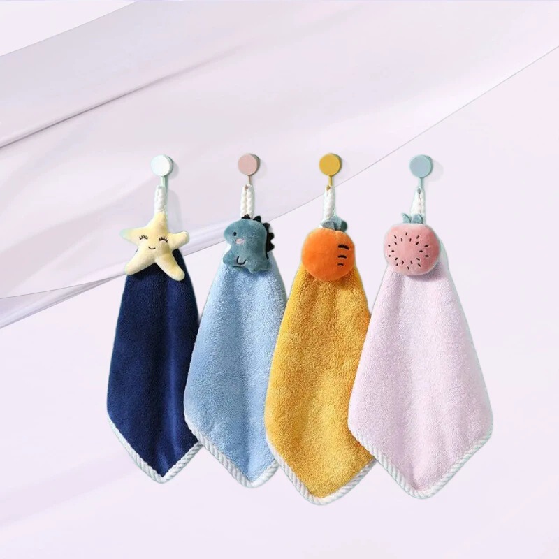 Hand towel small square towel can be hung cute children's household absorbent toilet kitchen handkerchief soft lint