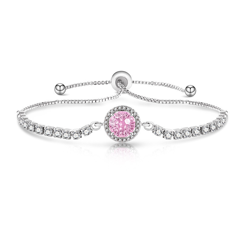 Fireworks Cut Bracelet High Carbon Diamond Inlaid Padparadscha Gold Plated Jewelry_voghion.com