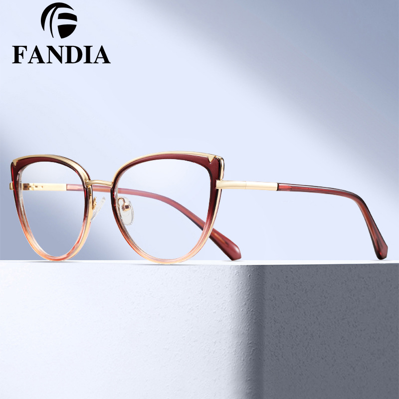 82186 Europa y los Estados Unidos de moda gradiente anti-luz azul protector de ojos gafas de mujer marco de gafas miopía con grado de fábrica en stock