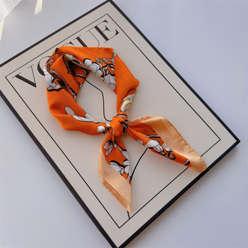 Bufandas de seda para mujeres primavera y otoño bufandas de moda para mujeres bufandas de cuello para maestros y empleados regalos de impresión de lujo ligero