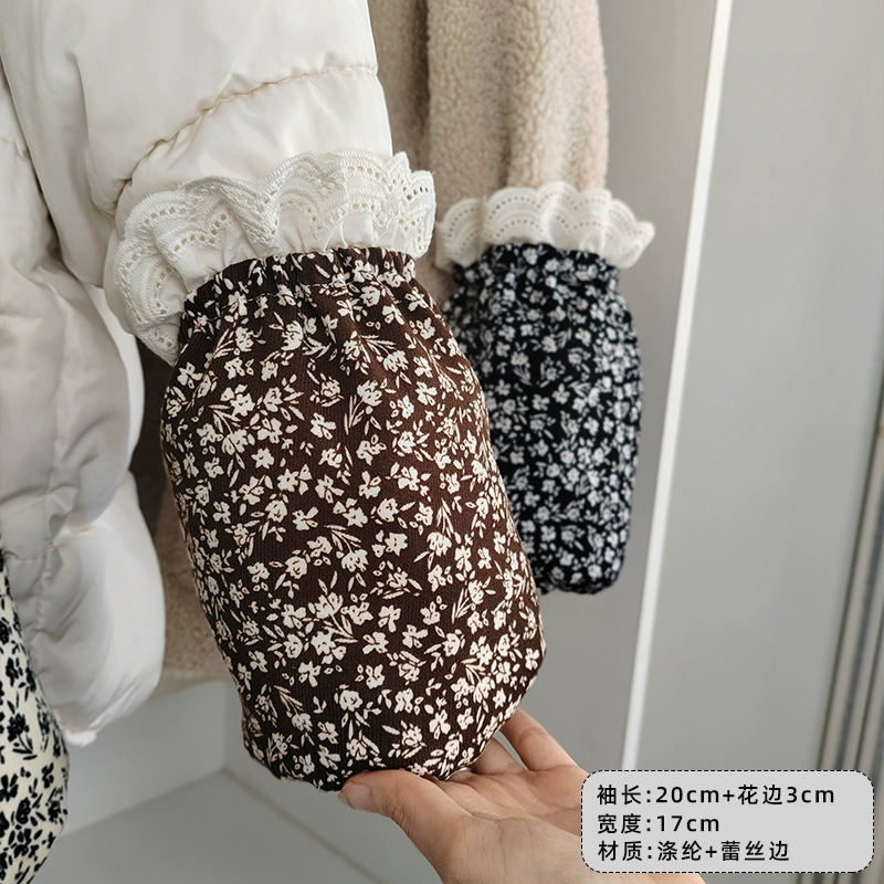 Lace demi-season sleeves, white down jacket, anti-dirty