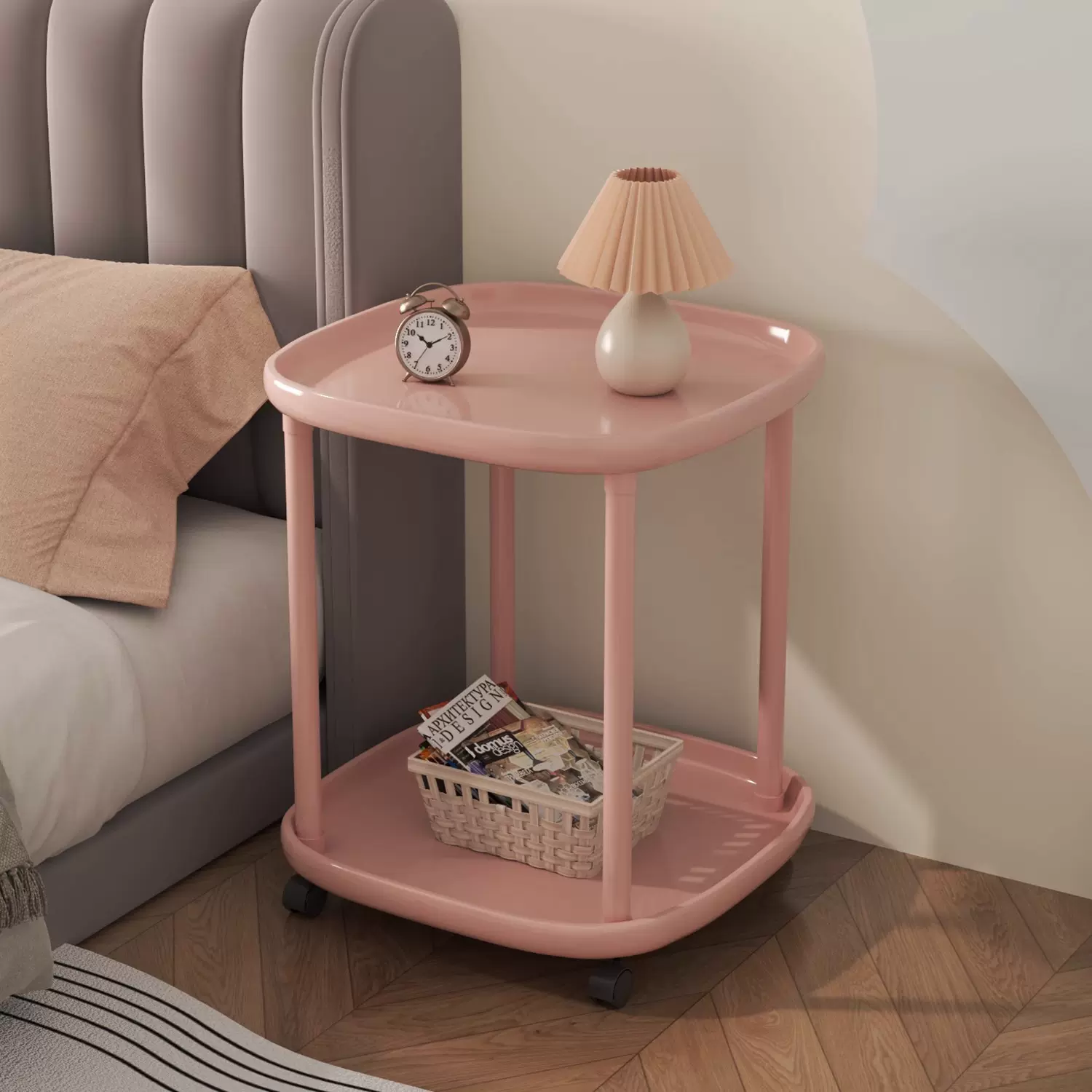 可移动床边推车带轮麻将桌茶水小茶几沙发边几床头置物架桌子迷你