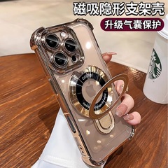 四隅エアバッグ落下防止 iPhone16PROMAX 携帯電話ケース Youdun 磁気スタンド Apple 17 透明 15 に適しています