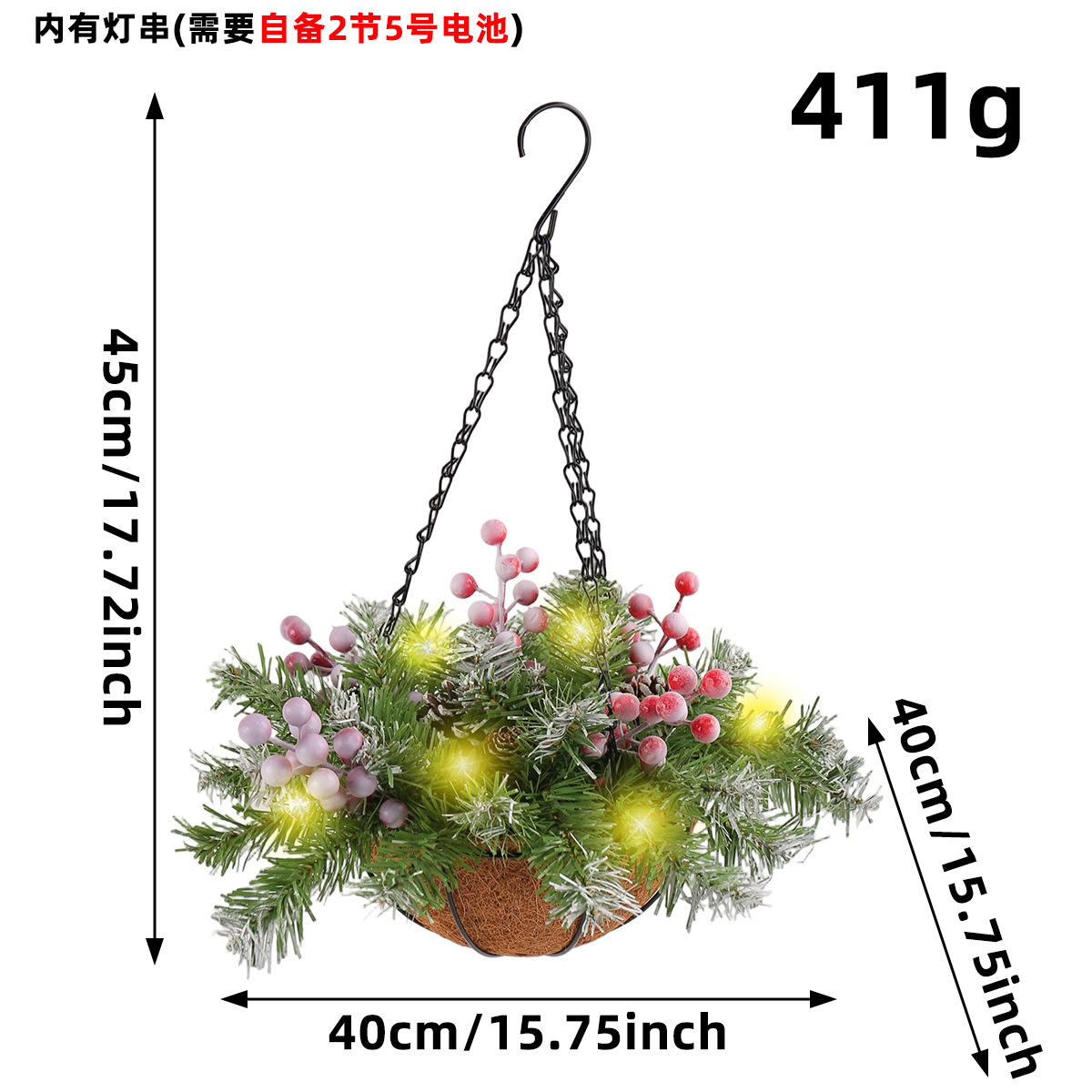 Estación independiente transfronteriza cesta colgante de Navidad guirnalda de Navidad decoraciones navideñas guirnalda de Navidad cesta colgante de Navidad artificial