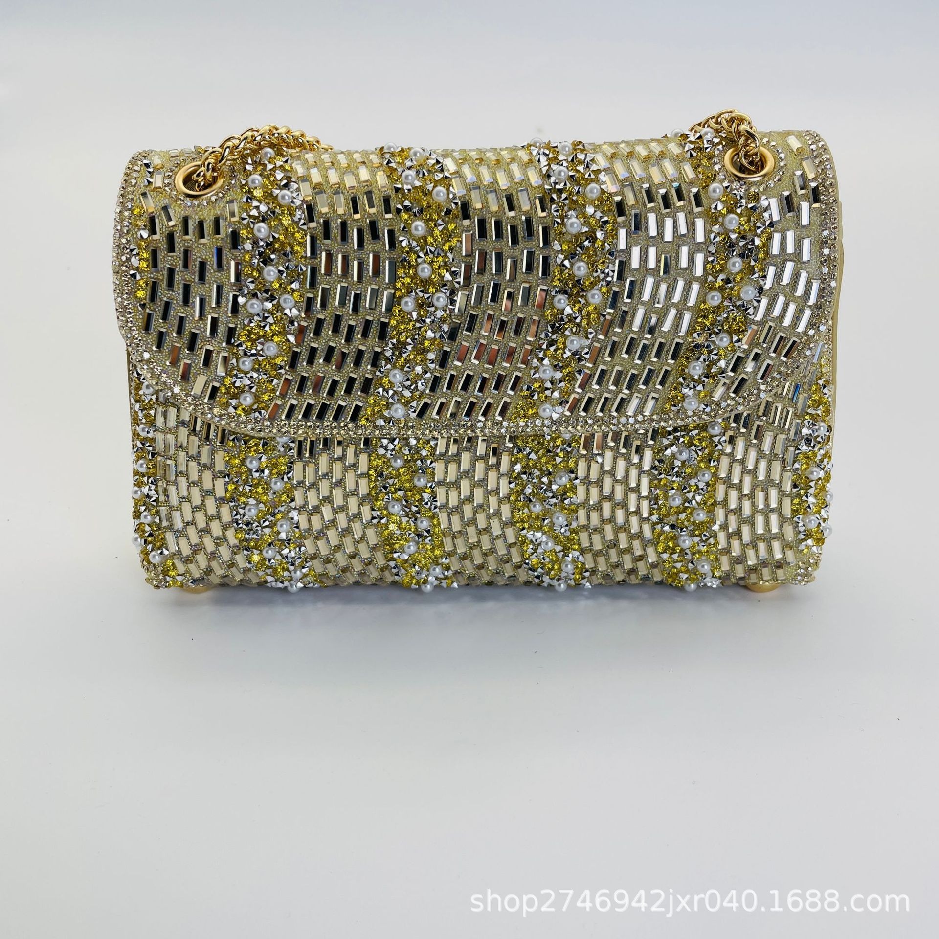 Cross-border Amazon Europe & US Fashion Rhinestone Banquet Bag, Diamond-Encrusted Clutch for Cheongsam, Evening Gowns, Weddings, and Parties - Thumbnail 5