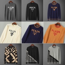 高版本 正确标新款圆领毛衣欧洲针织羊毛衫长袖男士外贸供货秋冬