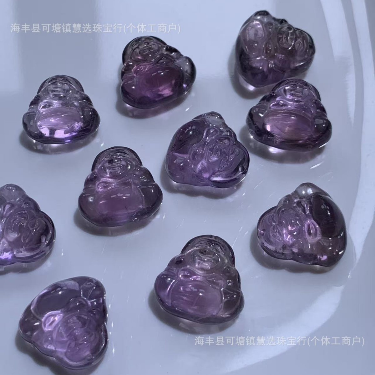 Hui Xuan Jewelry Natural Brazilian Amethyst Small Buddha Pendant 16mm Clavicle Necklace Simple Vintage Style for Women Wholesale