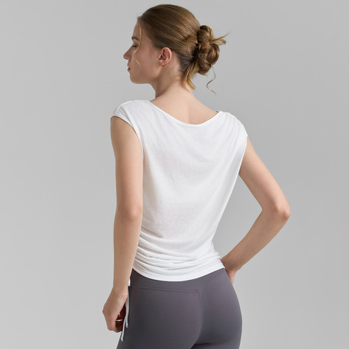 Cool sleeveless yoga T-shirt, high elastic drawstring yoga clothing new product slim sports shirt top for women 2025 summer