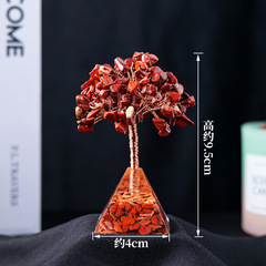Natural Crystal Crush Pyramid Fortune Tree Accent Resin Pyramid Crush Flower Tree Home Decor Craft