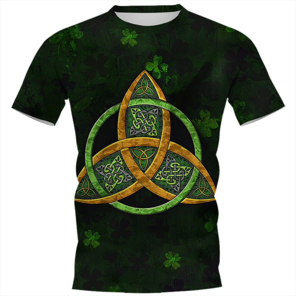 Camiseta vendedora caliente transfronteriza Día de San Patricio 3D Impresión digital camiseta adolescentes hombres cuello redondo manga corta top