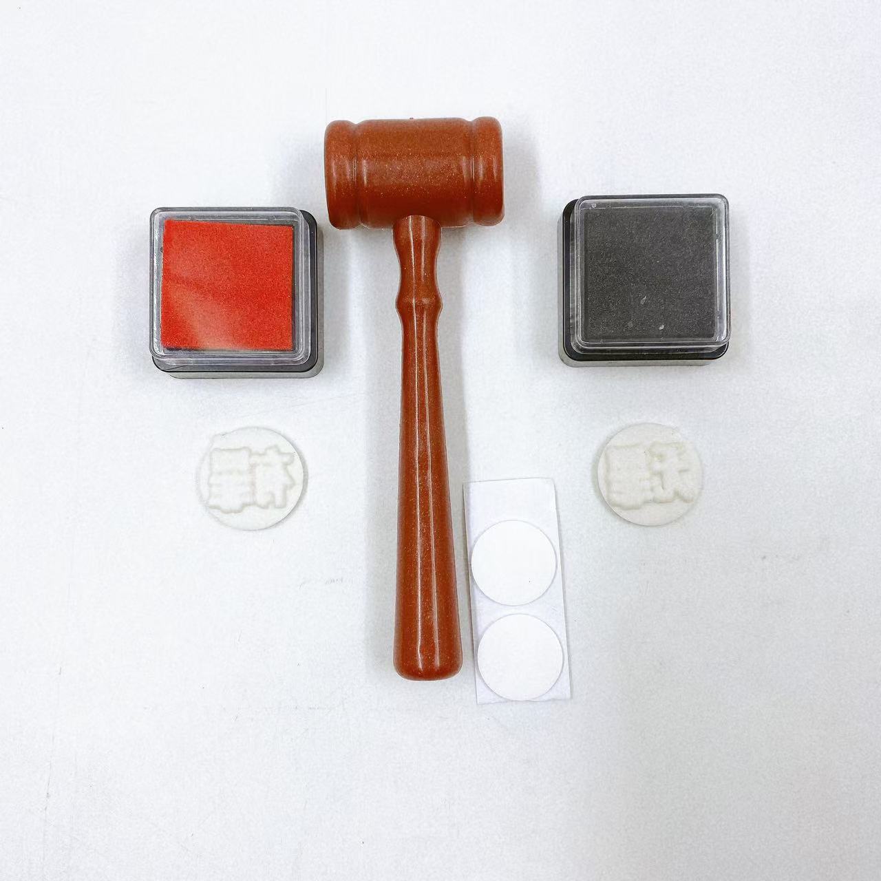 Material de sello creativo culpable e inocente juez martillo de madera cuenta de mano divertido martillo pequeño sello estudiante niño juguete lote